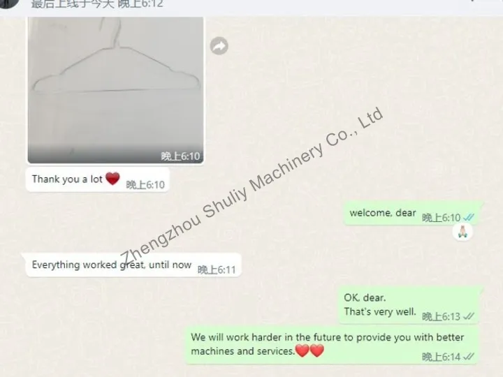 Hanger Making Machine 9 Customer feedback