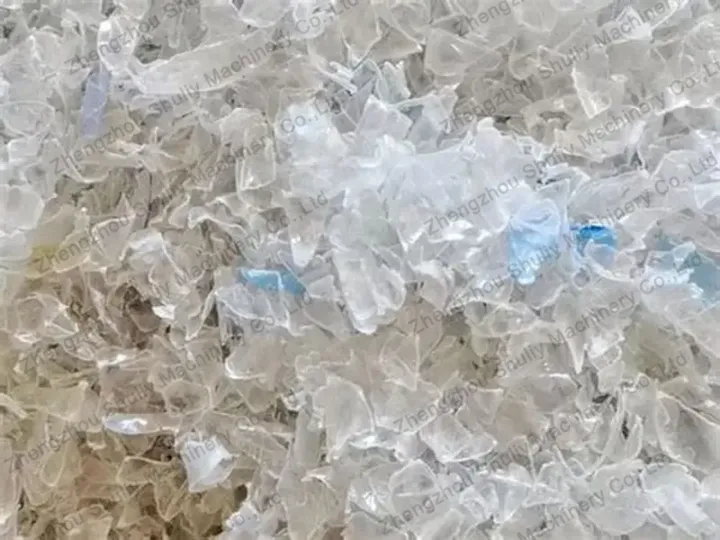 Plastic flakes after washing